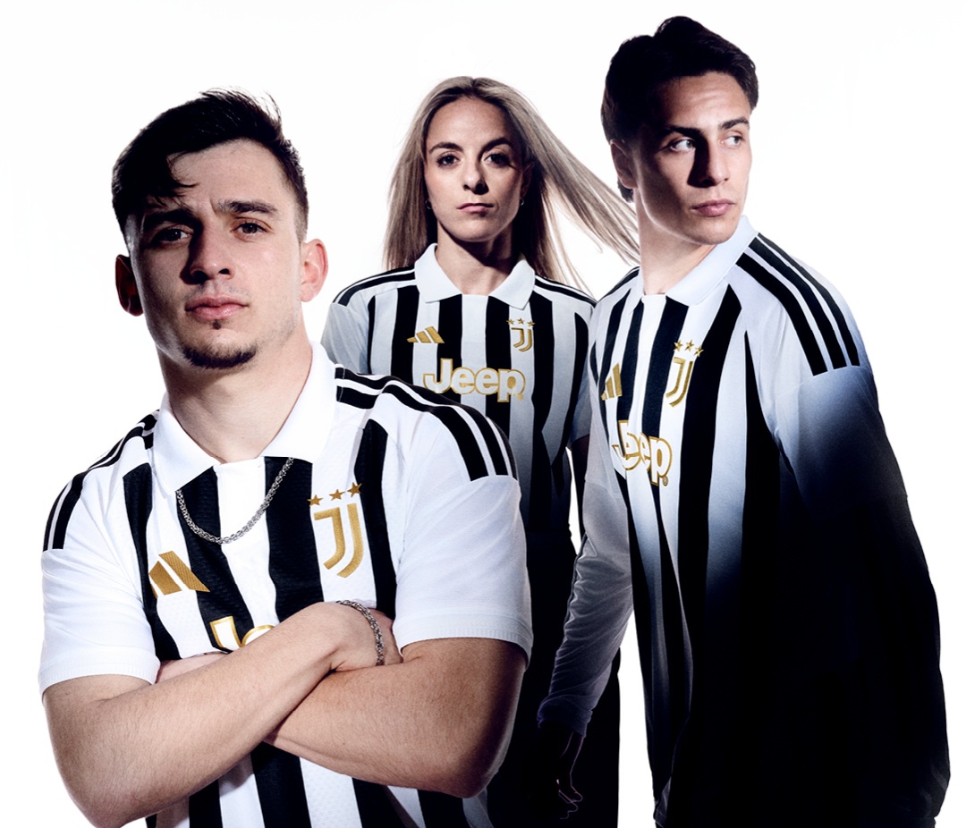 adidas and Juventus unveil the 2026/27 Home Jersey with bold black-and-white stripes, gold detailing and a classic polo collar for the new season. - Totalsports